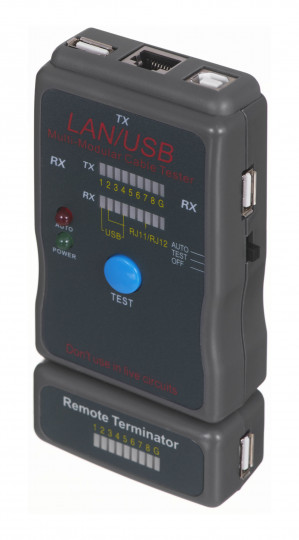 Gembird diodowy tester kabli RJ-45,RJ-11,UTP,STP,USB AA/AB