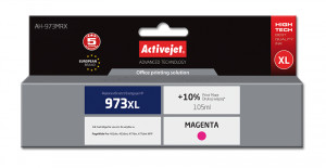 Activejet AH-973MRX Tusz do drukarki HP, Zamiennik HP 973XL F6T82AE; Premium; 105 ml; purpurowy. Drukuje więcej o 10%.