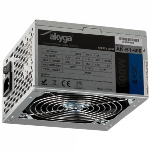 Akyga zasilacz basic atx 600w p4 fan12cm 4xsata 2xmolex pci-e 6pin.. ak-b1-600