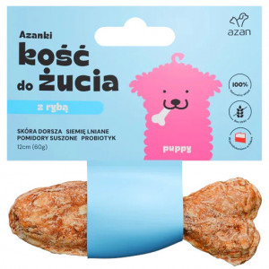 AZANKI Kość z dorszem i probiotykiem Puppy o kształcie ryby - przysmak dla psa - 12cm