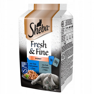 SHEBA Fresh Fine Mini rybne dania w sosie - mokra karma dla kota - 6x50g
