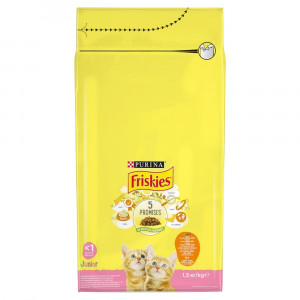 PURINA Friskies Junior kurczak z warzywami i mlekiem - sucha karma dla młodego kota - 1,5 kg