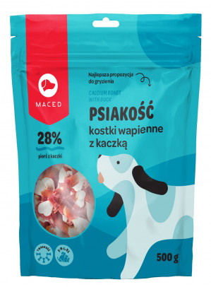 MACED Psiakość Kostki wapienne z kaczką - gryzak dla psa - 500g