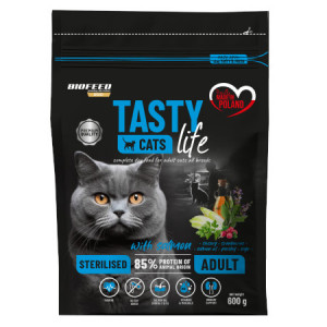 BIOFEED Tasty Cats Life Sterilised With Salmon - sucha karma dla kota - 600g