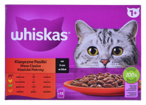 WHISKAS Klasyczne Posiłki w sosie - mokra karma dla kota - saszetka - 12x85 g