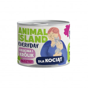 ANIMAL ISLAND Everyday Cielęcina i królik dla kociąt - mokra karma dla kota - 185g