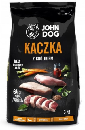 John Dog PREMIUM MAŁE RASY kaczka z królikiem - sucha karma dla psa - 3 kg