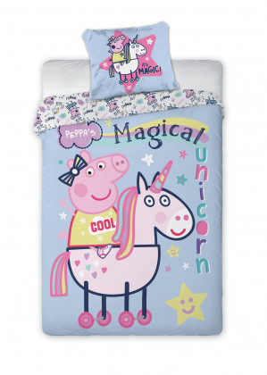 Pościel młodzieżowa dziecięca Świnka Peppa 022 160x200cm + poduszka 70x80cm