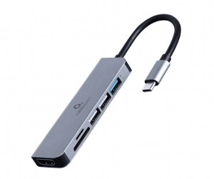 GEMBIRD MULTI ADAPTER USB TYP-C 6W1 SREBRNY