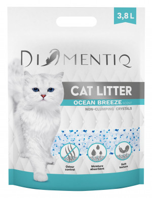DIAMENTIQ Żwirek Ocean Breeze, Silikonowy, Niezbrylający się dla kota - 3,8 l