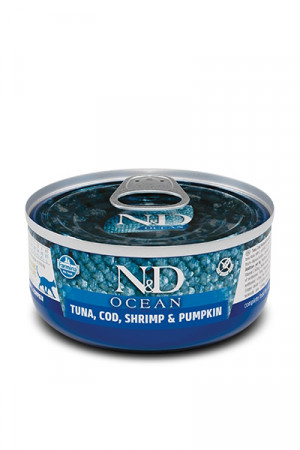 FARMINA N&D Cat Ocean Tuna, Cod, Shrimp, Pumpkin - mokra karma dla kota - 70 g