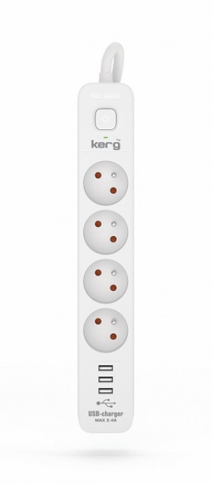 Listwa zasilająca KERG z wyłącznikiem-4 gniazda 3USB 16A 3m