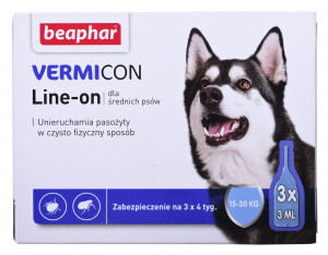 Beaphar krople przeciw pasożytom KLESZCZE PCHŁY dla psa 3x3ml