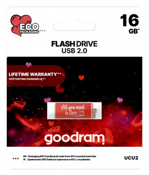 GOODRAM FLASHDRIVE 16GB UCU2 RED USB 2.0 VALENTINE