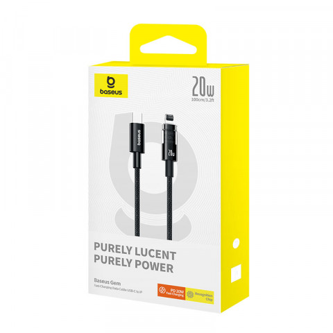 Kabel Baseus Gem USB C-IP 20W 1m (czarny) - Galeria zdjęcie 5