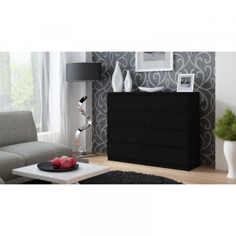 M8 MALWA KOMODA 120CM 8 SZUFLAD CZARNY - Galeria zdjęcie 4