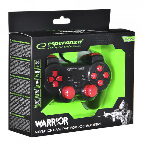 Esperanza gamepad pc usb czarno/czerwony warrior egg102r - Galeria zdjęcie 7