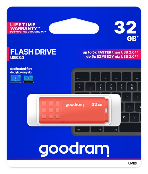 GOODRAM FLASHDRIVE 32GB UME3 USB 3.0 ORANGE - Galeria zdjęcie 5