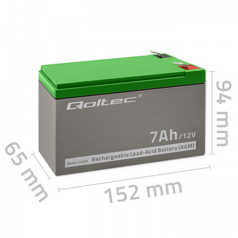 QOLTEC AKUMULATOR ŻELOWY 12V | 7AH | MAX.72A | AGM - Galeria zdjęcie 6