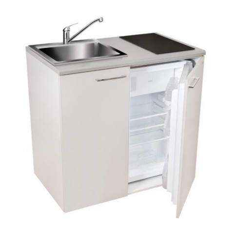 Minikuchnia zestaw AGD 4w1 MPM SMK-03 płyta indukcyjna, lodówka, szafka i zlew inox - Galeria zdjęcie 1