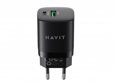 Havit UC30 EU - dwuportowa ładowarka podróżna GaN 33 W, czarna - Galeria zdjęcie 4