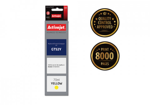 Activejet AH-GT52Y Tusz do drukarki HP, Zamiennik HP GT52Y M0H56AE; Supreme; 70 ml; 8000 stron, żółty. - Galeria zdjęcie 2