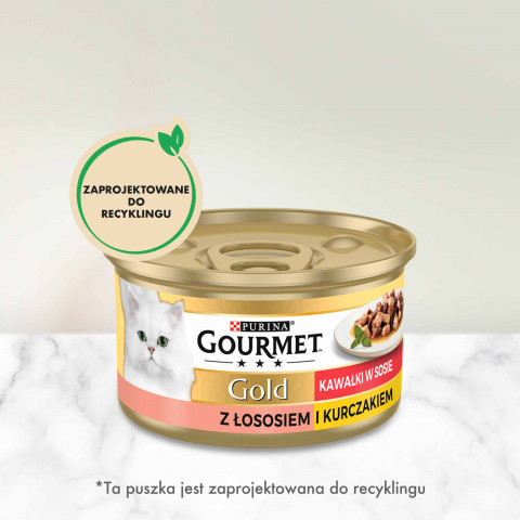 GOURMET GOLD Łosoś i kurczak w sosie mokra karma dla kota - puszka - 85 g - Galeria zdjęcie 3