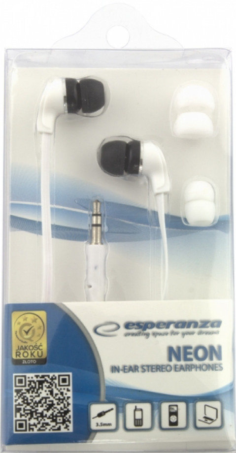 ESPERANZA SŁUCHAWKI DOUSZNE AUDIO STEREO EH147W NEON BIAŁE - Galeria zdjęcie 2