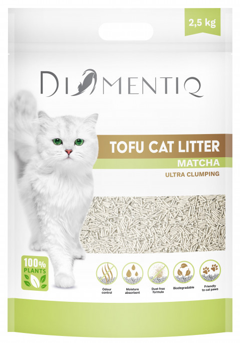 DIAMENTIQ Tofu Matcha Ultra clumping - żwirek roślinny - 2,5kg + GRATIS! - Galeria zdjęcie 2