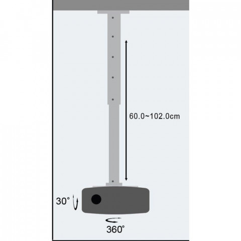 TECHLY UCHWYT SUFITOWY DO PROJEKTORA 60-102CM 15KG - Galeria zdjęcie 3