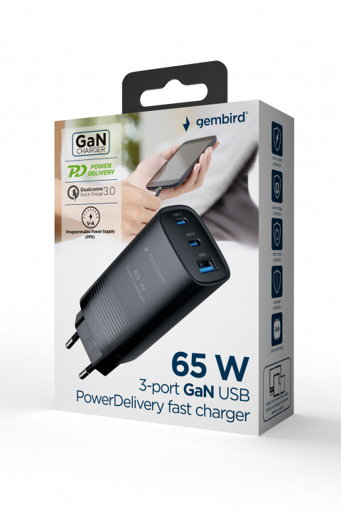 GEMBIRD ŁADOWARKA SIECIOWA USB PD USB TYP-C, 65W,C - Galeria zdjęcie 6
