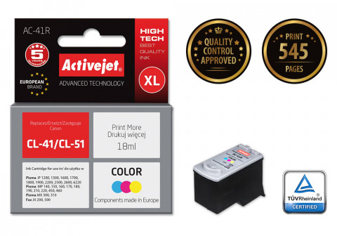 Activejet AC-41R Tusz do drukarki Canon, Zamiennik Canon CL-41; Premium; 18 ml; kolor. - Galeria zdjęcie 2
