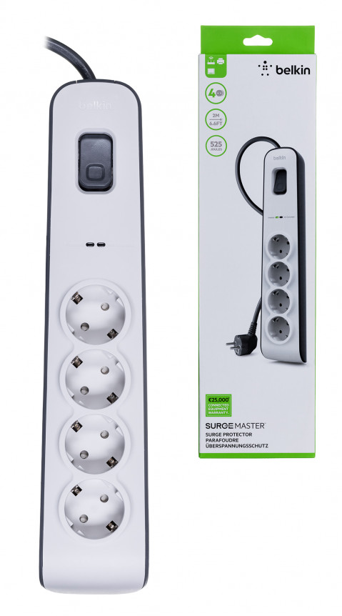 BELKIN LISTWA ZASIL. 525J, 4X SCHUKO, 2M, BIAŁA - Galeria zdjęcie 6