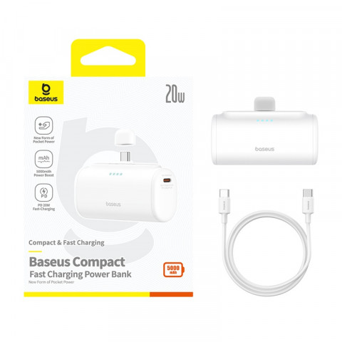 Powerbank Baseus Compact 5000mAh USB-C (biały) - Galeria zdjęcie 7