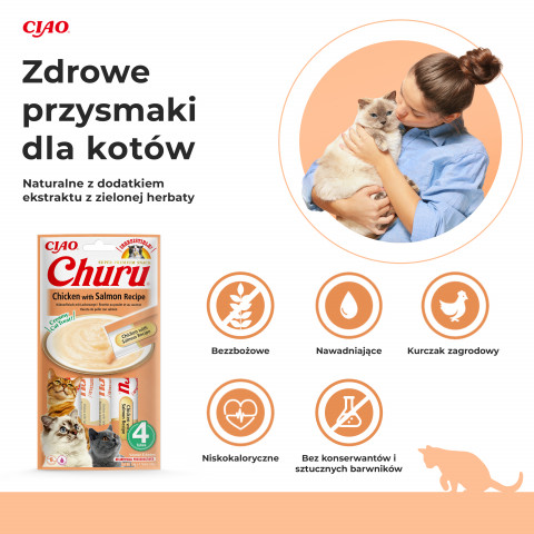 INABA Churu Kurczak z łososiem - przysmak dla kota - 4x14 g - Galeria zdjęcie 2