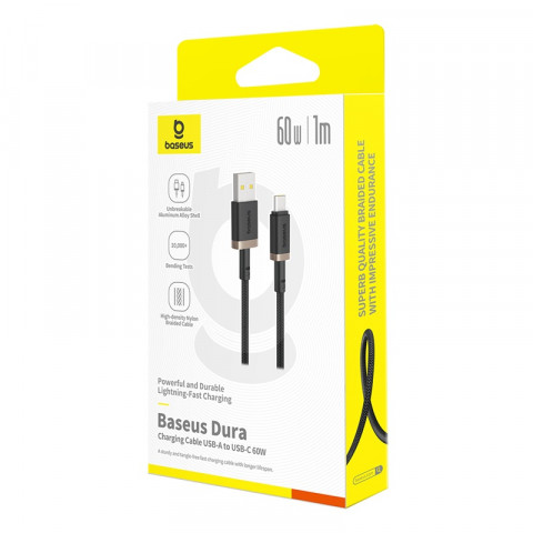 Kabel Baseus Dura USB-Typ C 60W 1m (czarno-złoty) - Galeria zdjęcie 6