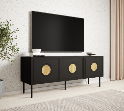 Szafka RTV PALAZZO 150x42x60 czarny + dąb craft - Galeria zdjęcie 3