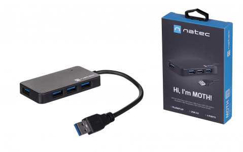 NATEC HUB USB 3.0 MOTH (4-PORTY, CZARNY) - Galeria zdjęcie 1