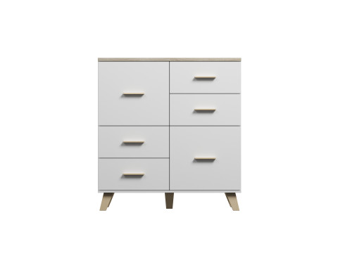 Komoda LOTTA 110 2D4S biały+ dąb sonoma - Galeria zdjęcie 1