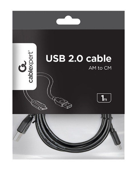 Gembird kabel USB 2.0 AM -> USB TYPE-C (480MB/s) 1m, czarny - Galeria zdjęcie 3