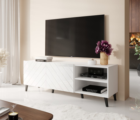 Szafka RTV ABETO 150x42x52 biały/biały połysk - Galeria zdjęcie 8