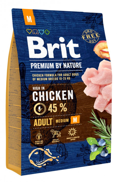 BRIT PREMIUM BY NATURE Adult M - sucha karma z kurczakiem dla psów dorosłych ras średnich - 8 kg - Galeria zdjęcie 1