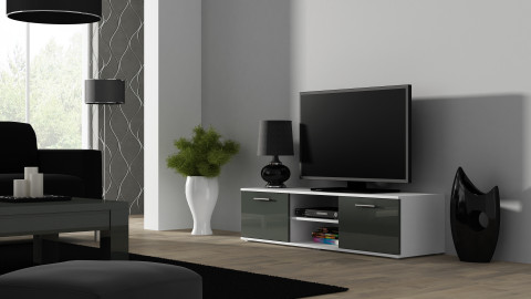 Szafka RTV SOHO 140 biały/ szary połysk - Galeria zdjęcie 1