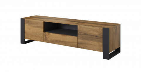Szafka RTV WOOD 180/44/48 dąb wotan + antracyt - Galeria zdjęcie 2