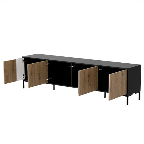 Szafka RTV MERCI 200x40x54 czarny/dąb artisan - Galeria zdjęcie 2