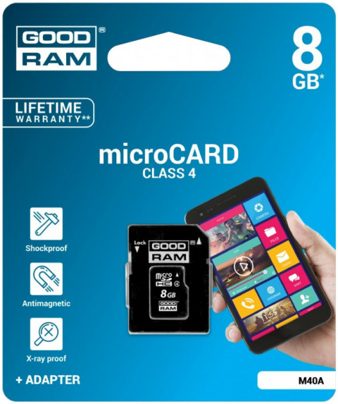 Karta pamięci Goodram micro SDHC 8GB Class 4 +adapter - Galeria zdjęcie 3