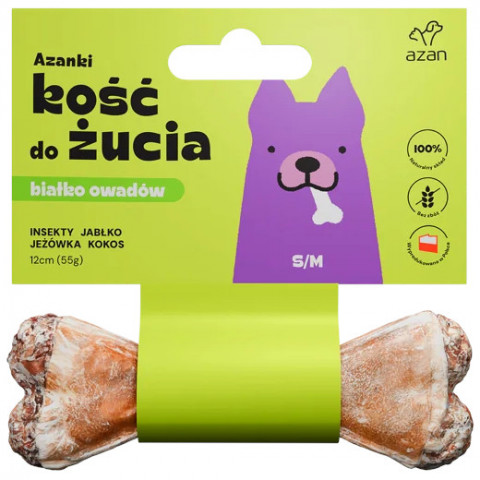 AZANKI Kość z insektami i kokosem S/M - przysmak dla psa - 12cm - Galeria zdjęcie 1