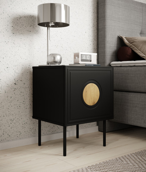 Szafka nocna 2szt. PALAZZO 44,5x40x59 czarny + dąb craft - Galeria zdjęcie 3