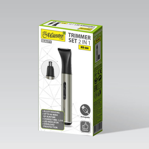 Zestaw trymerów 2w1 USB MAESTRO MR-666 - Galeria zdjęcie 6