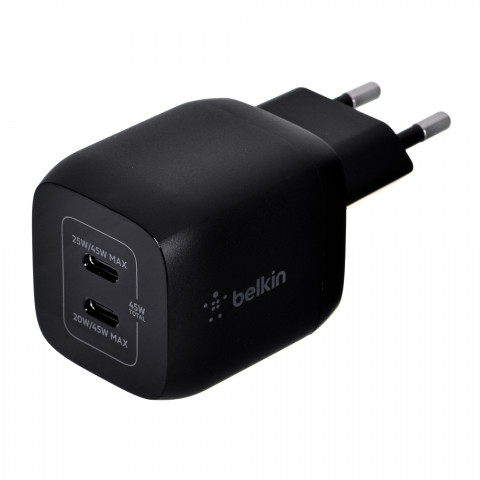 Ładowarka Belkin BoostCharge Pro Dual USB-C PD 3.0 PPS GaN Wall Charger 45W Black - Galeria zdjęcie 1